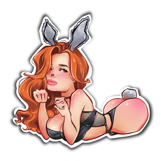 Redhead Bunny Babe Cute & Mischievous Edition" Premium Vinyl Sticker