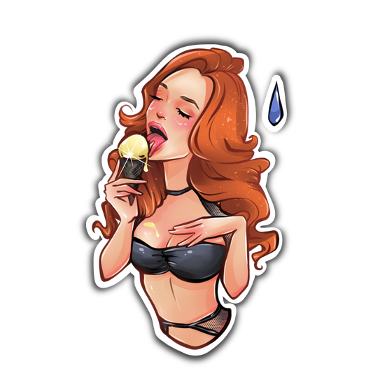 Redhead Bunny Babe Cute & Mischievous Edition" Premium Vinyl Sticker